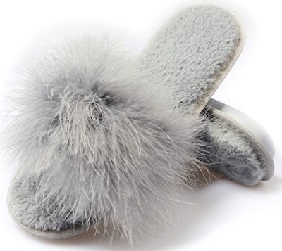 Fur Story  Open-Toe Fuzzy Slippers 