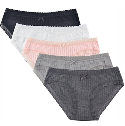 KNITLORD Lace Trim Panties (5-Pack)