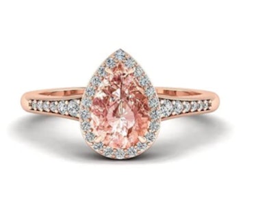 Pear Morganite Ring, Rose Gold Diamond