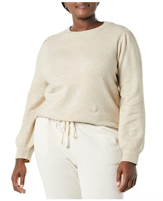 Amazon Essentials Pleated Shoulder Crewneck Sweater