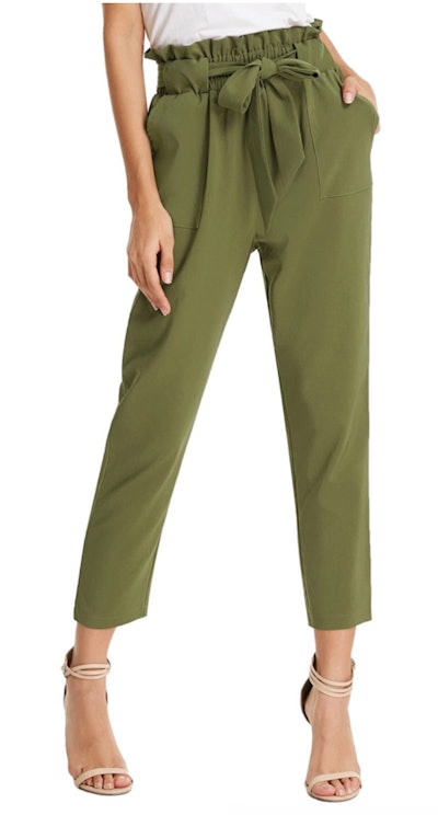 GRACE KARIN Cropped Paper Bag Waist Pants with Pockets