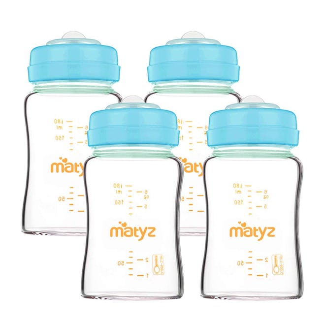 Matyz Wide Mouth Glass Breast Milk Storage Containers (4-Pack)