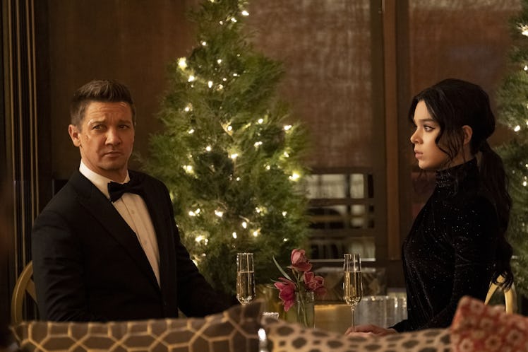 Jeremy Renner as Clint Barton and Hailee Steinfeld as Kate Bishop in Hawkeye: