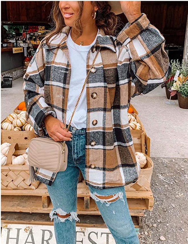 Yeokou Plaid Flannel Shacket