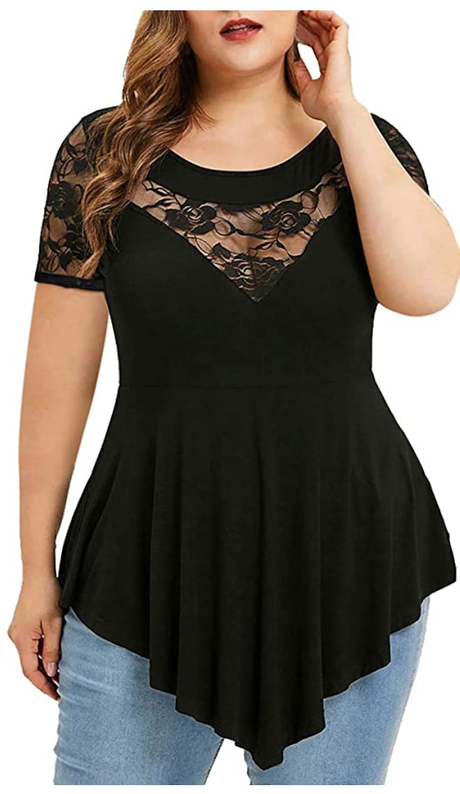 Chvity Plus-Size Asymmetric Top