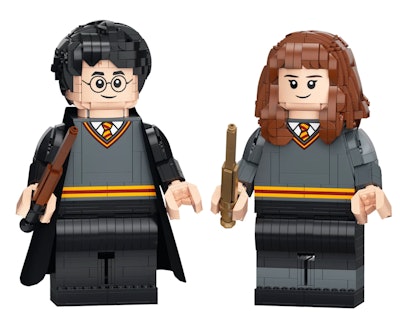 This LEGO set features Harry Potter and Hermione Granger.
