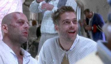 James Cole (Bruce Willis) and Jeffrey (Brad Pitt) in the 1995 film, 12 Monkeys.