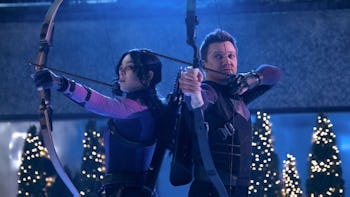 Jeremy Renner and Hailee Steinfeld in HAWKEYE season 2