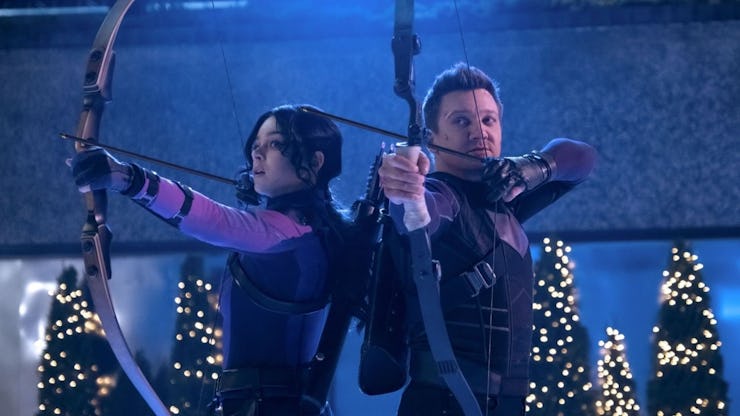 Jeremy Renner and Hailee Steinfeld in HAWKEYE season 2