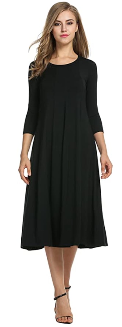 Hotouch 3/4 Sleeve A-line Midi Dress