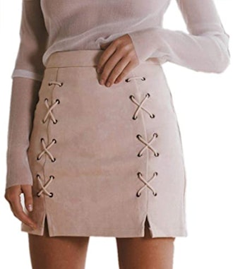 katiewens Lace Up Suede Skirt