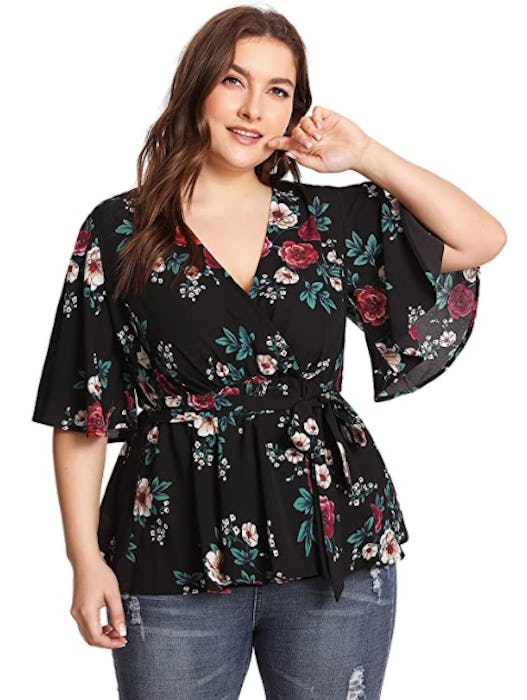 Romwe Plus Size Wrap Blouse