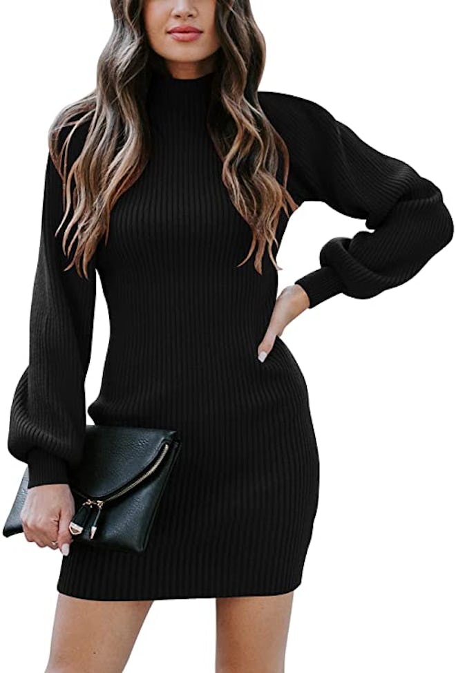 ANRABESS Long-Sleeved Turtleneck Sweater Dress