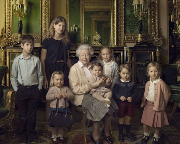 Princess Charlotte poses with the Queen.
