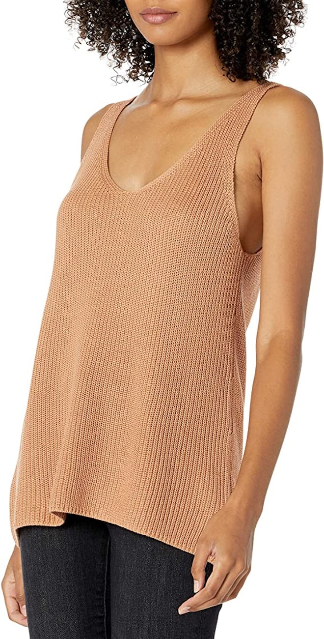 The Drop Claire Double V-Neck Textured Sweater Tank