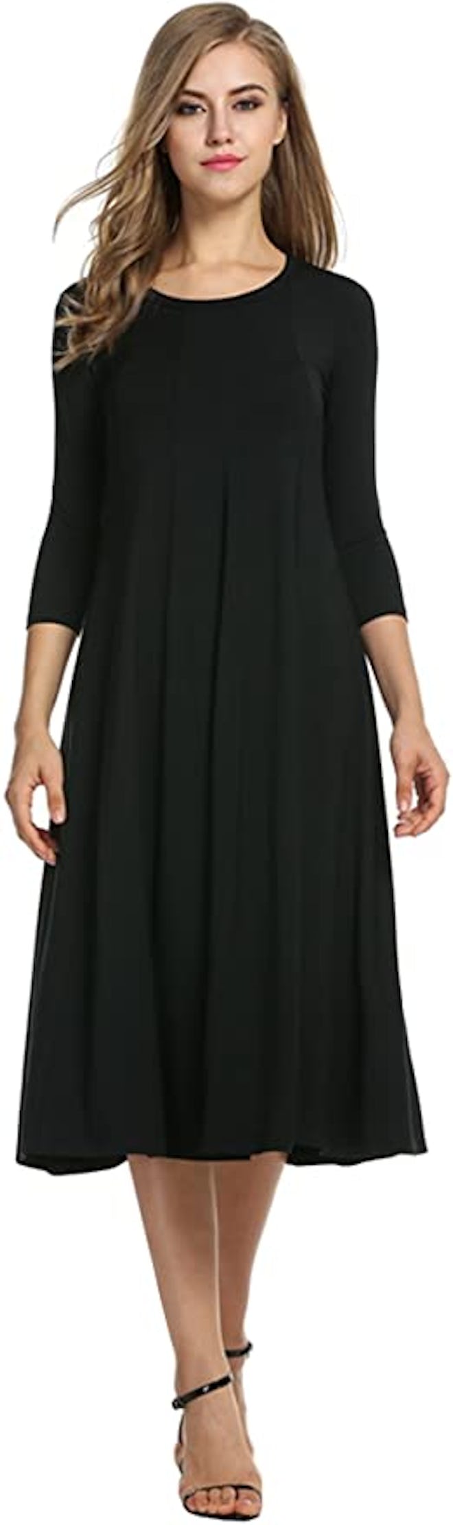 Hotouch 3/4 Sleeve A-Line Midi Dress