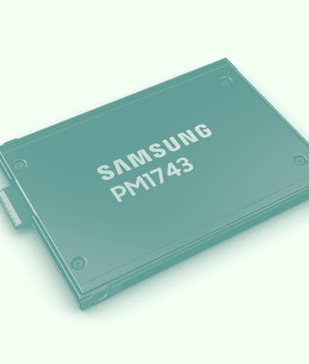 Close-up shot of Samsung's new PM1743 SSD.