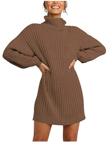 Prinbara Lantern Sleeve Oversized Sweater Dress