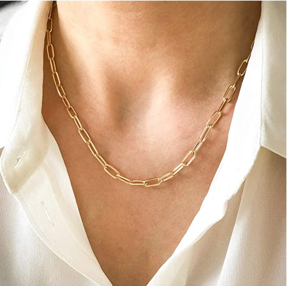 BOUTIQUELOVIN 14K Gold Paperclip Link Chain Necklace
