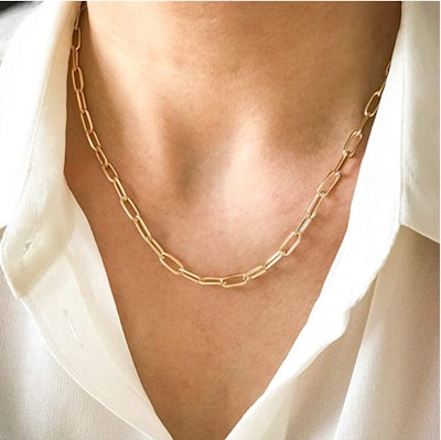 BOUTIQUELOVIN 14K Gold Paperclip Link Chain Necklace