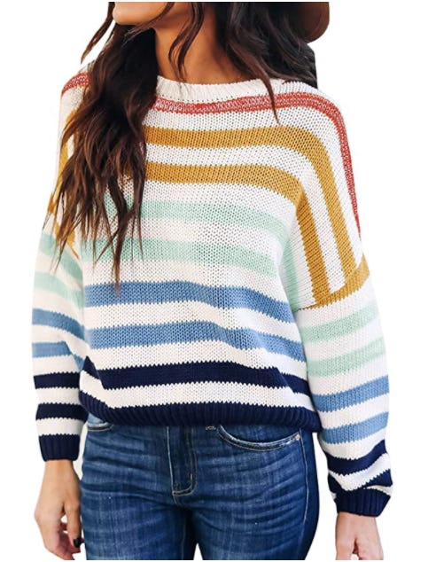 ZESICA Striped Pullover Sweater