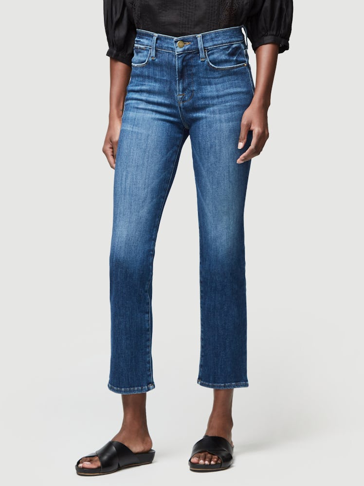 FRAME straight leg jeans.