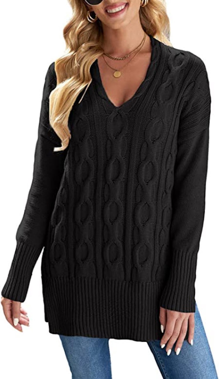 Sidefeel Casual V Neck Loose Fit Knit Sweater