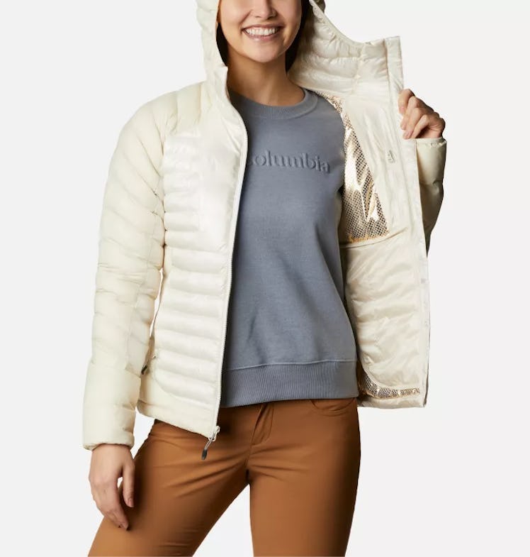 insulated cream puffer jacket by Columbia