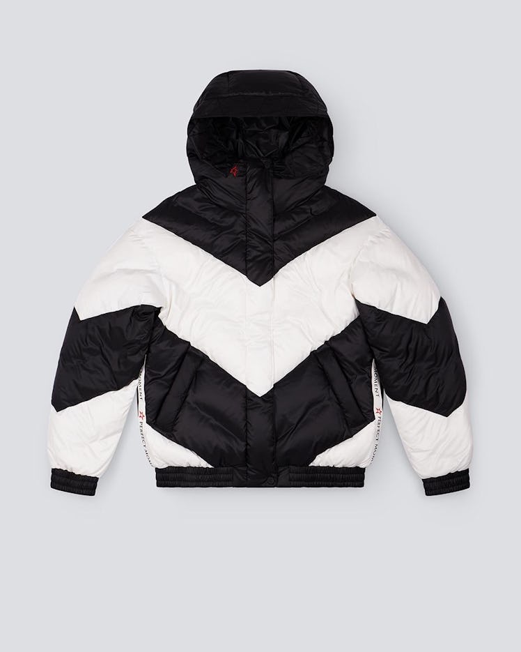 black and white puffer coat by perfect moment