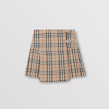 Burberry checkered mini skirt.