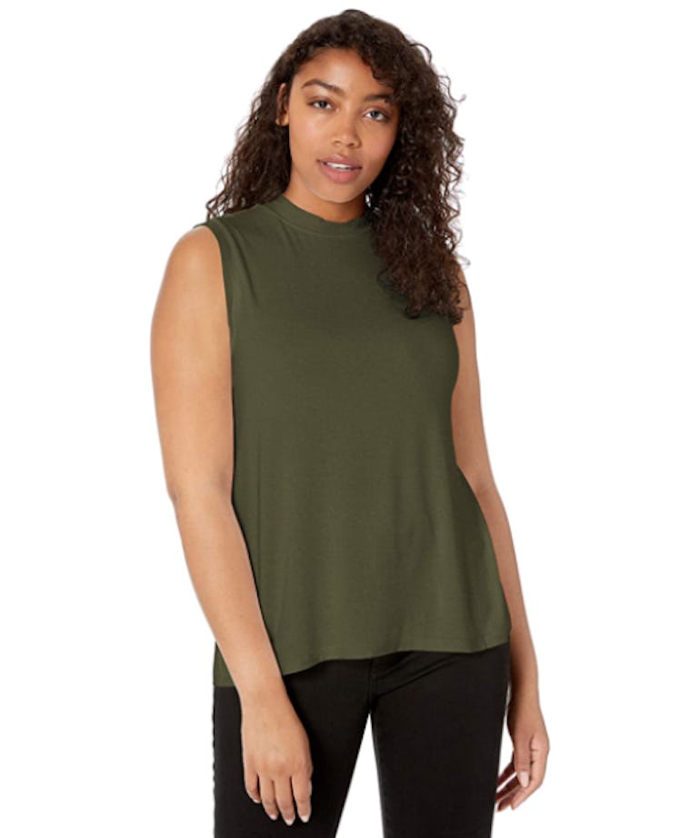 Daily Ritual Jersey Sleeveless Mock-Neck Shirt