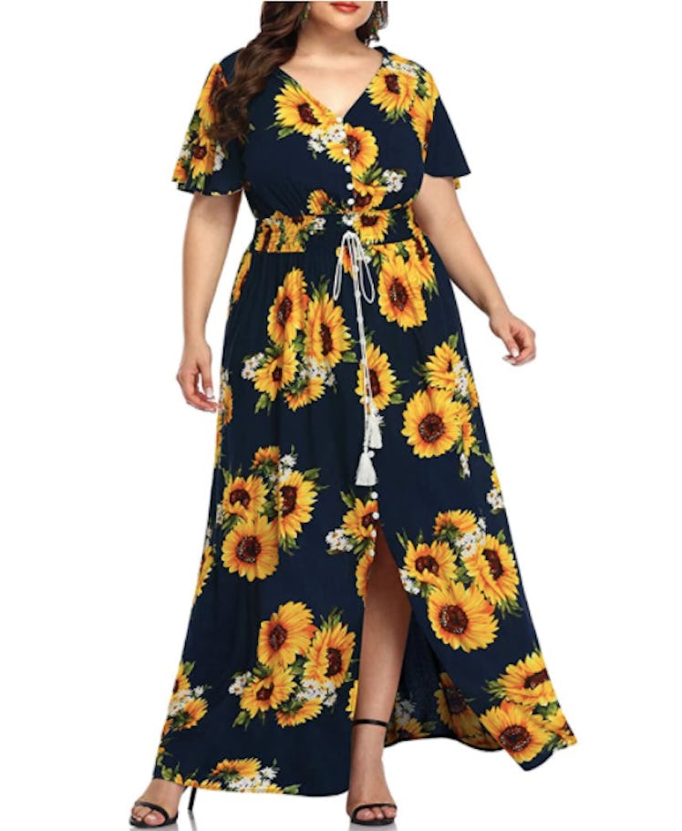 Pinup Fashion Button Up Maxi Dress