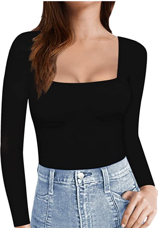 MANGOPOP Short Sleeve/Long Sleeve Square Neck Tee