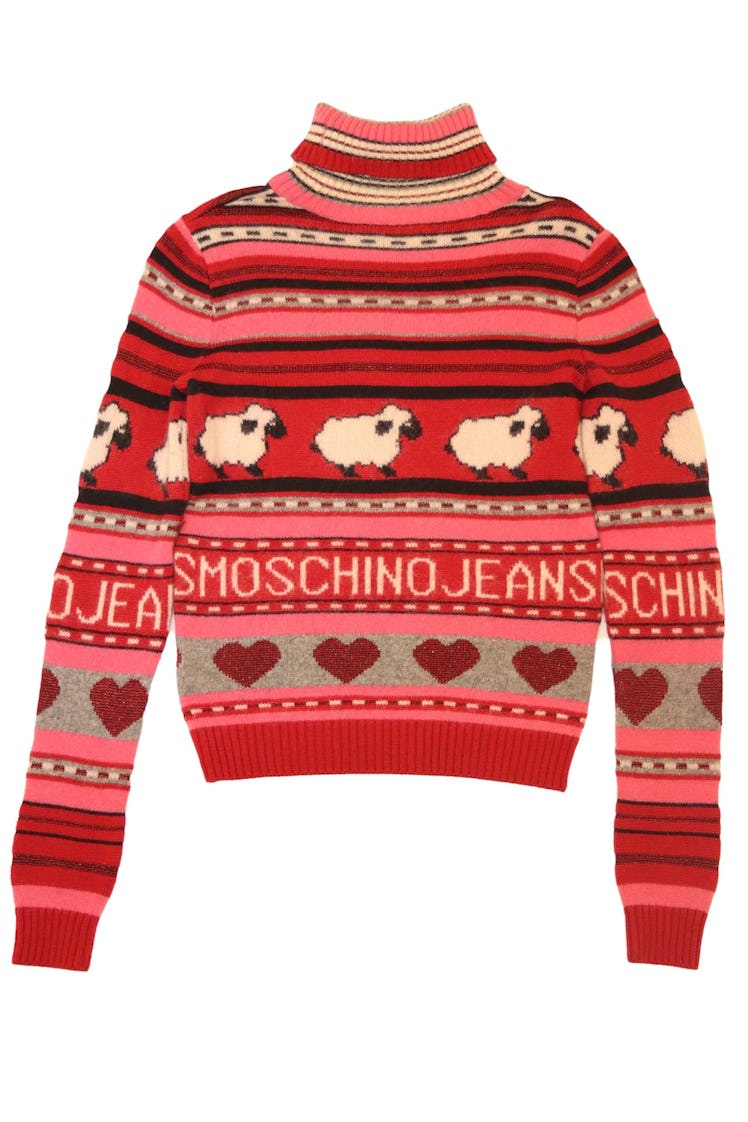 Red vintage Moschino sweater.