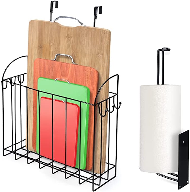 WIFTREY Cabinet Door Organizer Holder and Paper Towel Holder Set