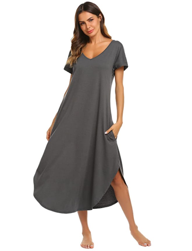 Ekouaer Sleepwear Women's Casual V-Neck Nightgown