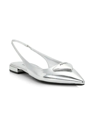 Prada Logo Slingback Ballerina Flats