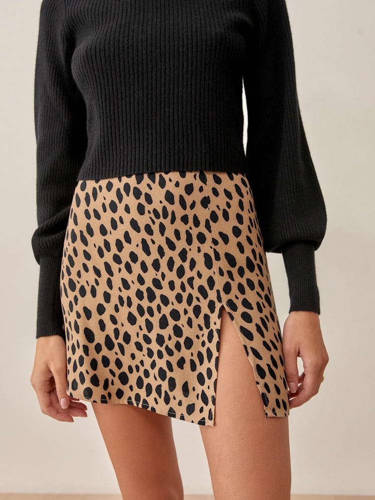 Reformation cheetah mini skirt.