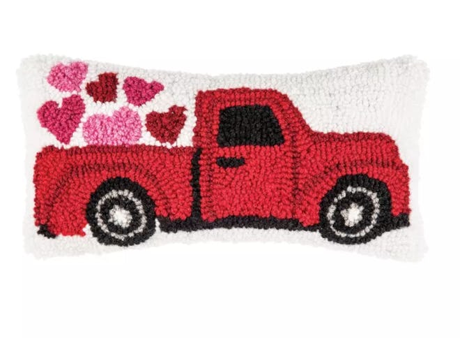 Target Valentine's Day decor:  Heart Truck Hooked Throw Pillow