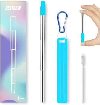 RESTRAW Reusable Telescoping Stainless Steel Straw Keychain