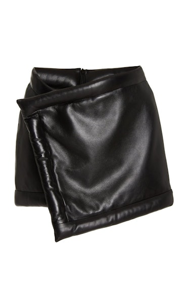 THE MANNEI black mini wrap skirt.