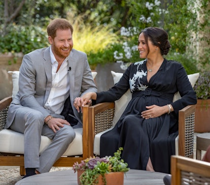 Prince Harry and Meghan Markle during their 2021 Oprah Winfrey interview