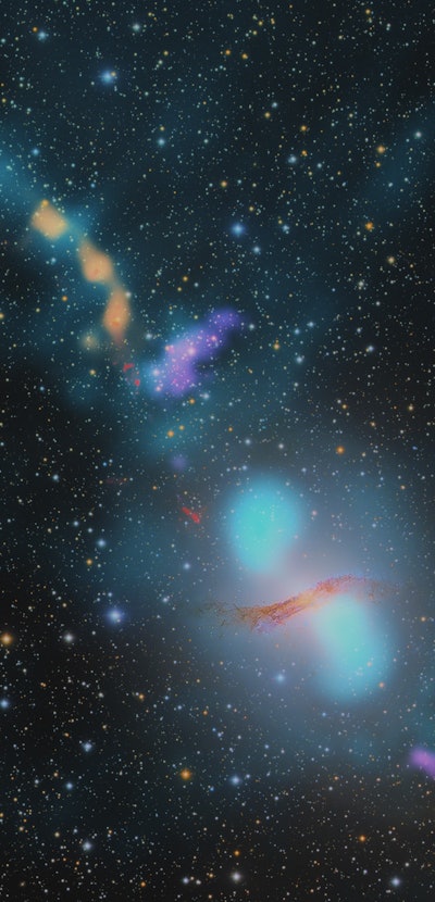 multi-wavelength view of Centaurus A galaxy with radio emissions from black hole