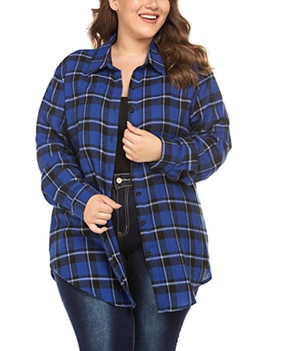 IN'VOLAND Plus-Size Flannel Shirt