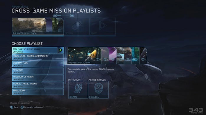 A screenshot of the playlists menu
