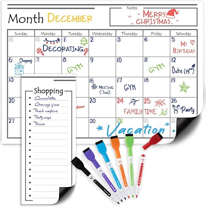 USA Made Magnetic Dry Erase Calendar for Refrigerator
