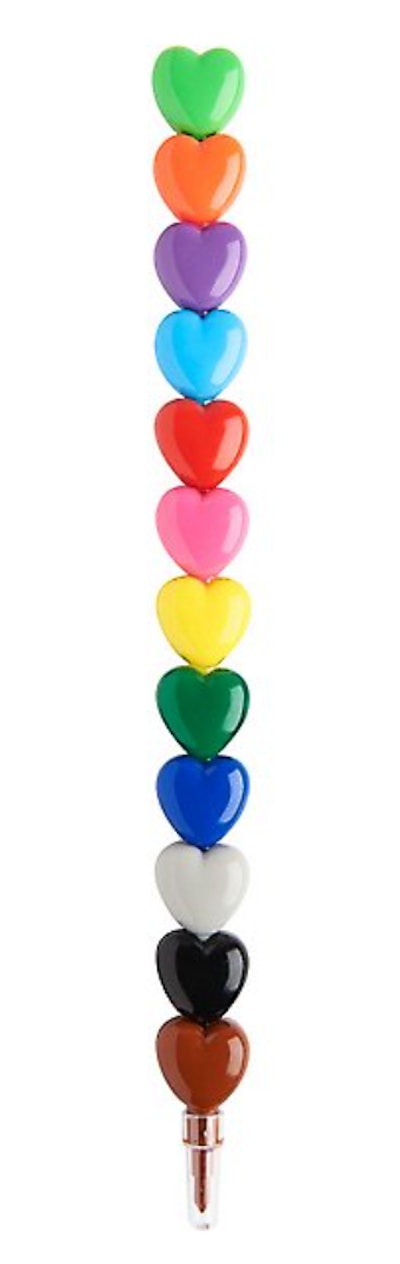 Stackable, heart-shaped crayons make a fun Valentine's Day gift for kids.