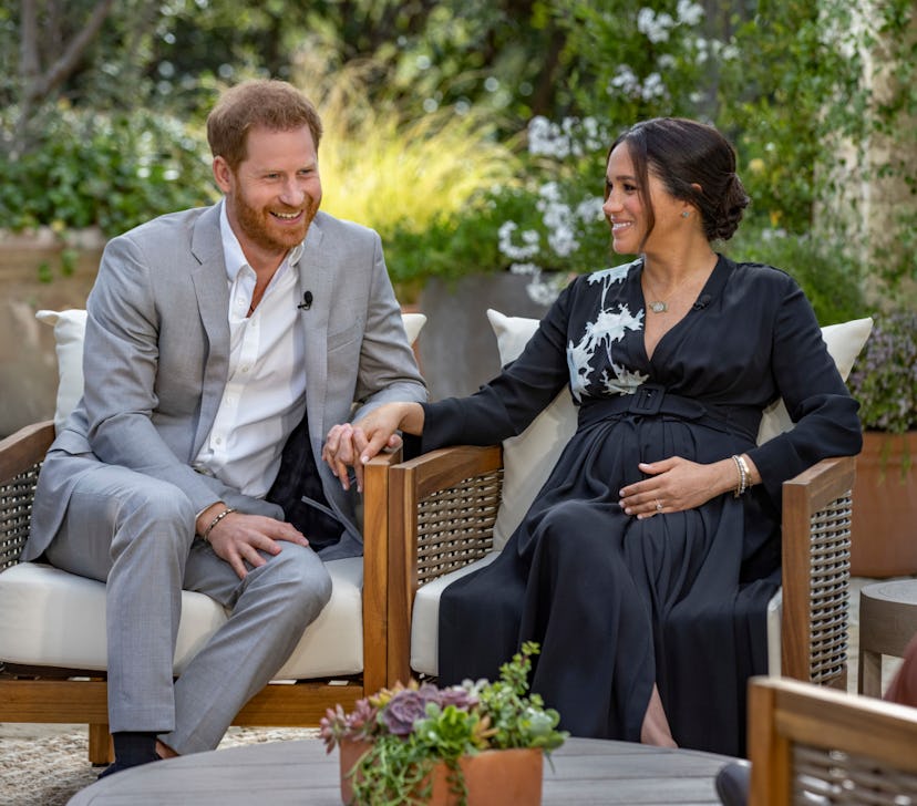 Prince Harry and Meghan Markle during their 2021 Oprah Winfrey interview