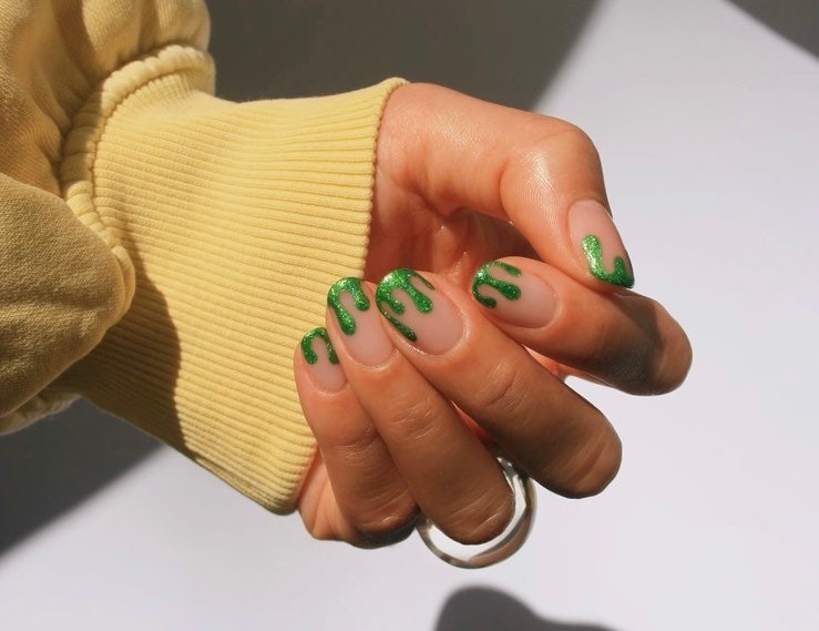 2. Sage Green and White Marble Nail Design - wide 9