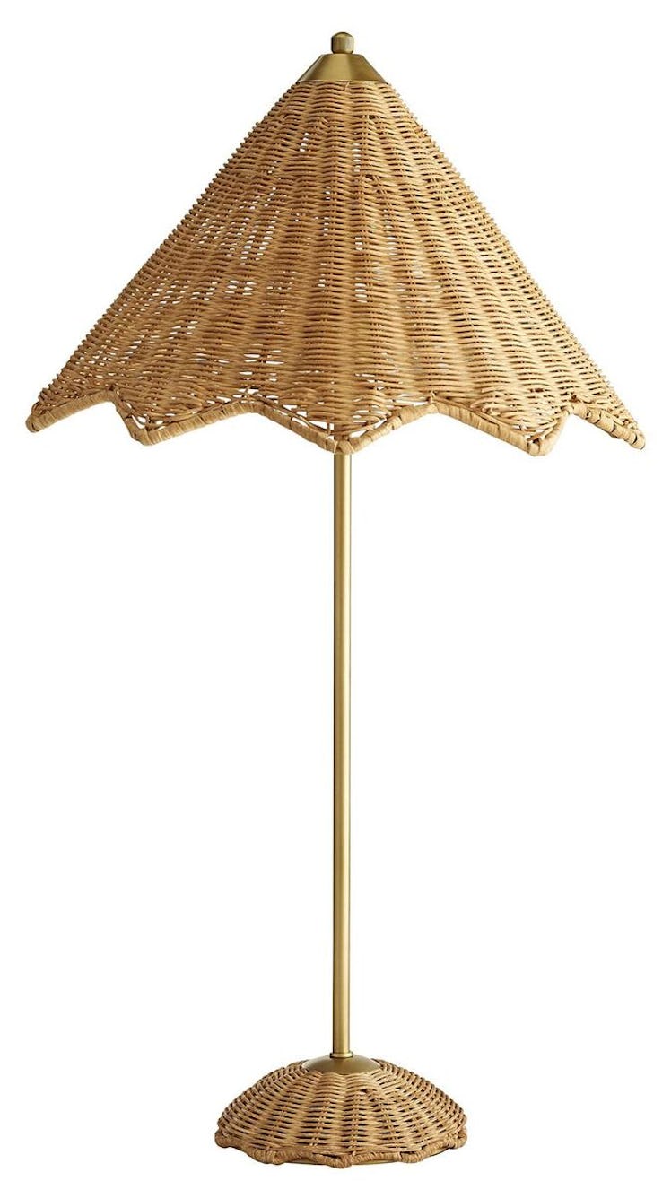 Parasol Table Lamp, Natural/Antiqued Brass